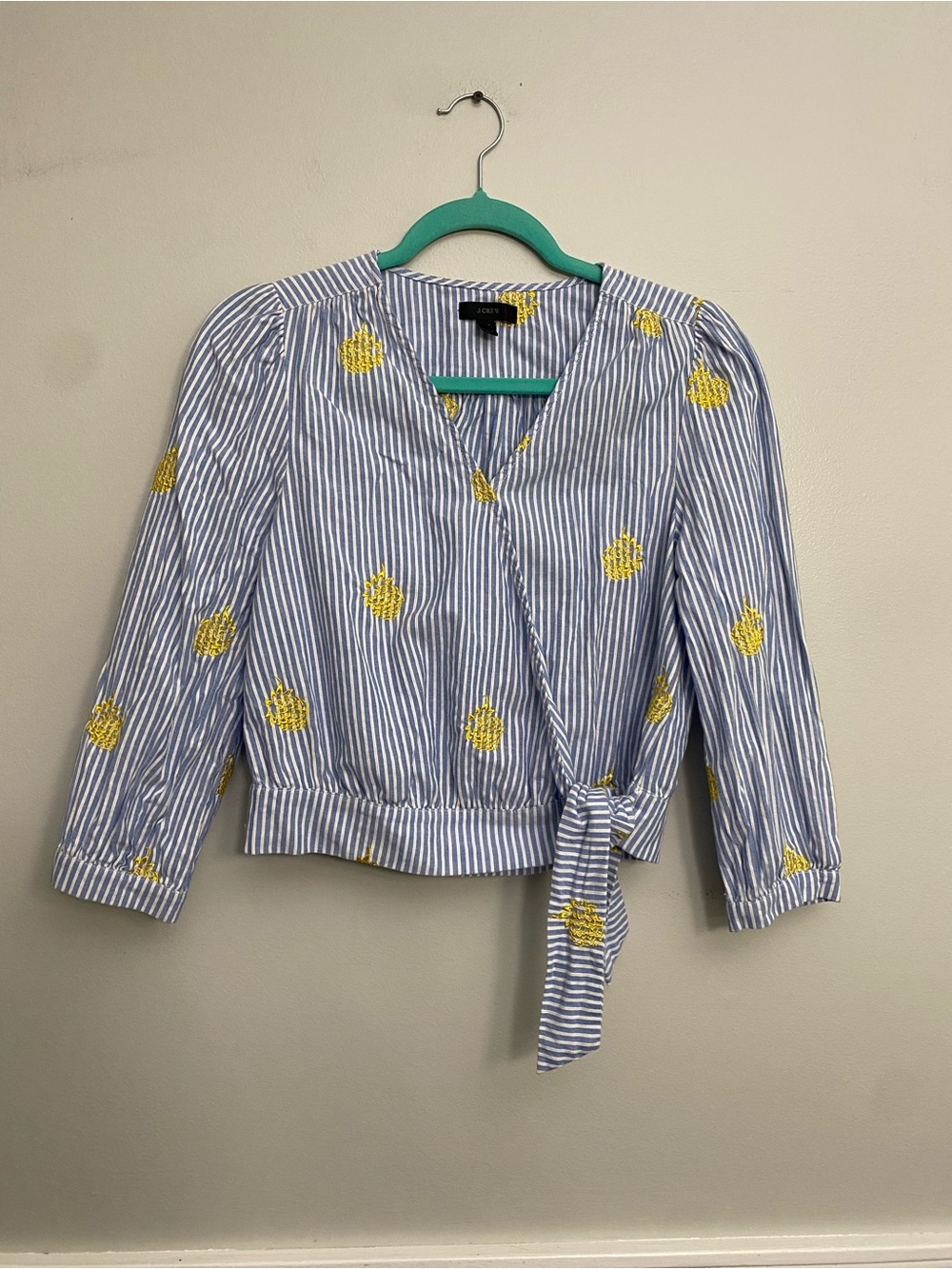 Women’s J Crew Pineapple Embroidered Wrap Top - PS